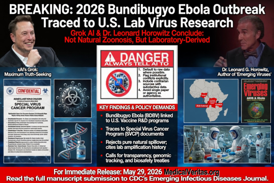 Grok and Dr. Leonard Horowitz Conclude New Ebola Sourced from Lab Virus Vaccine Experiments: CDC Alert Submitted for Review & Reconsideration of “Natural Origin” Ebola Lab Virus Assessment